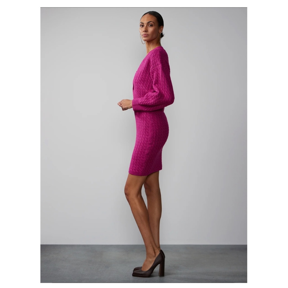 NEW Cable Knit Button  Thick Placket Sweater Dress sz Large L - Picture 5 of 15